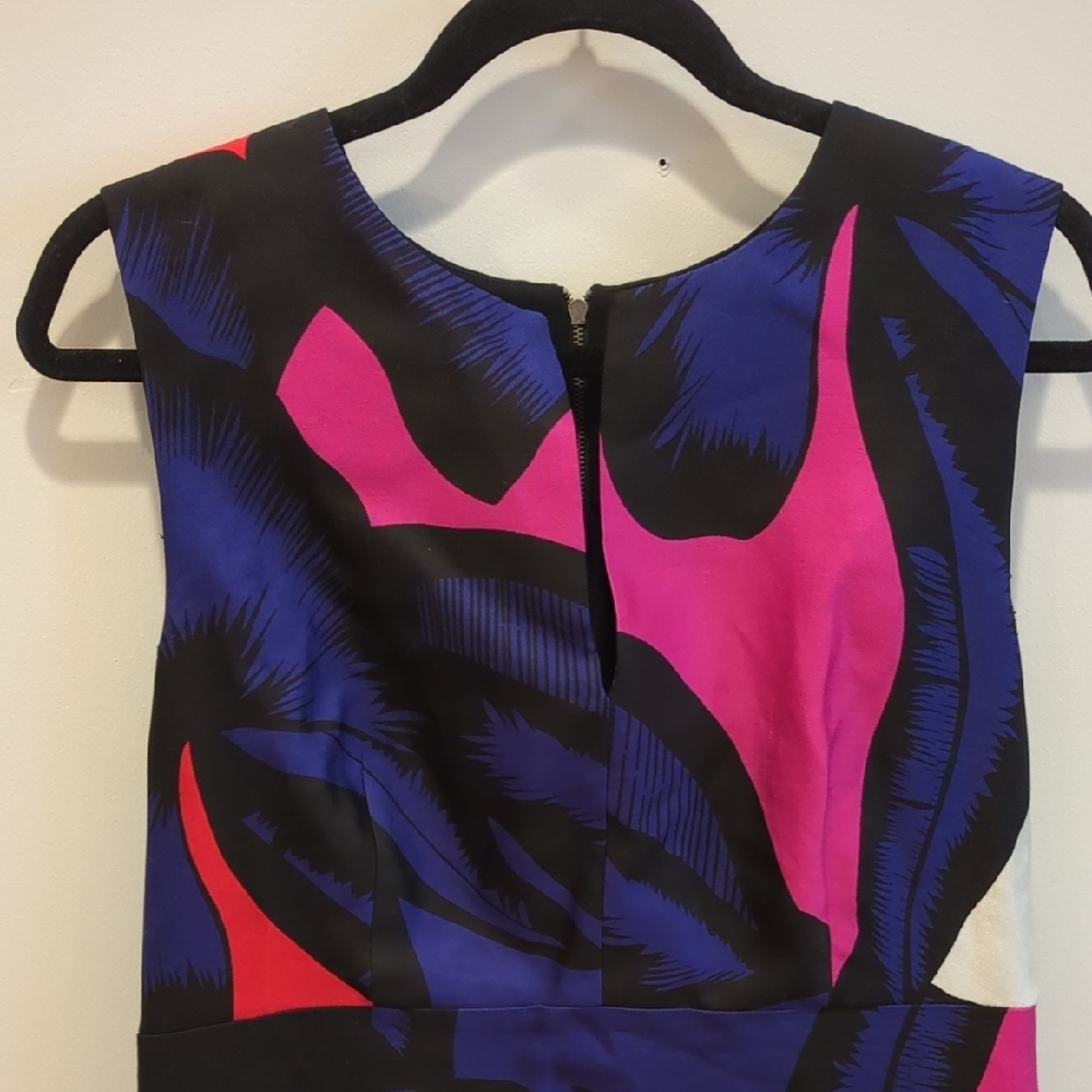 Diane Von Furstenberg Cocktail Blue Magenta Art Deco Y2K Mini Dress Size 6 - Picture 3 of 6